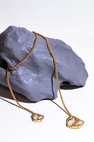 Gold Finish Pearl Pret Scarf Necklace by Anaash