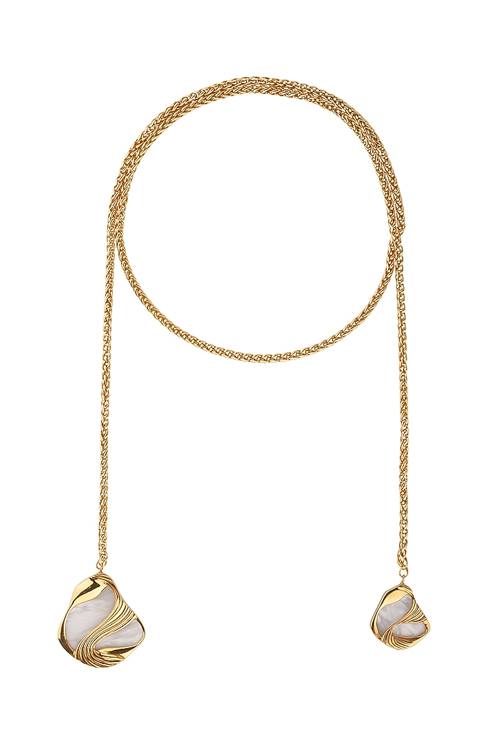 Gold Finish Pearl Pret Scarf Necklace by Anaash at Pernia's Pop Up Shop