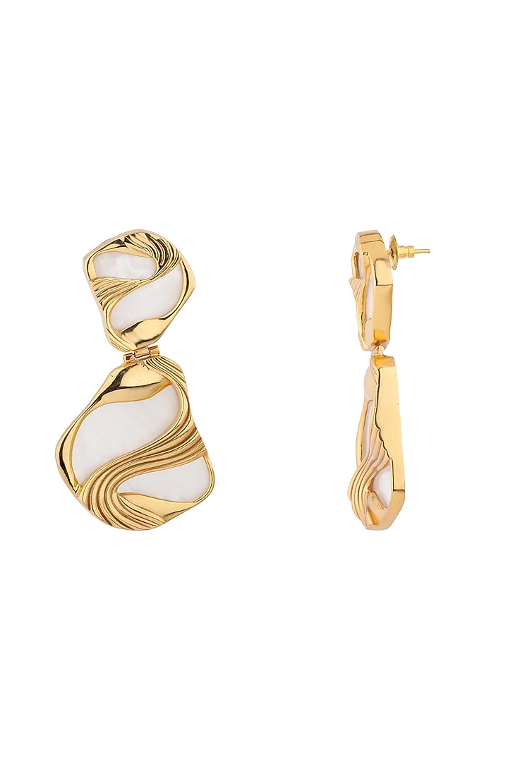 Gold Finish Pearl Maxi Pret Dangler Earrings by Anaash at Pernia's Pop Up Shop