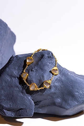 Gold Finish Pearl Ibu Bracelet by Anaash