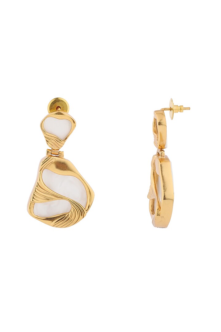 Gold Finish Pearl Mini Pret Dangler Earrings by Anaash at Pernia's Pop Up Shop
