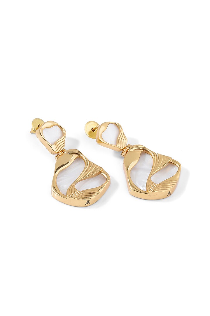 Gold Finish Pearl Mini Pret Dangler Earrings by Anaash at Pernia's Pop Up Shop