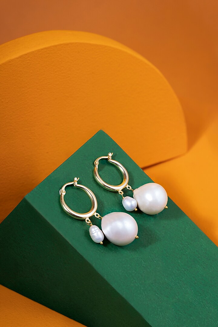 Gold Plated Baroque Pearl Dangler Earrings by Anaash at Pernia's Pop Up Shop