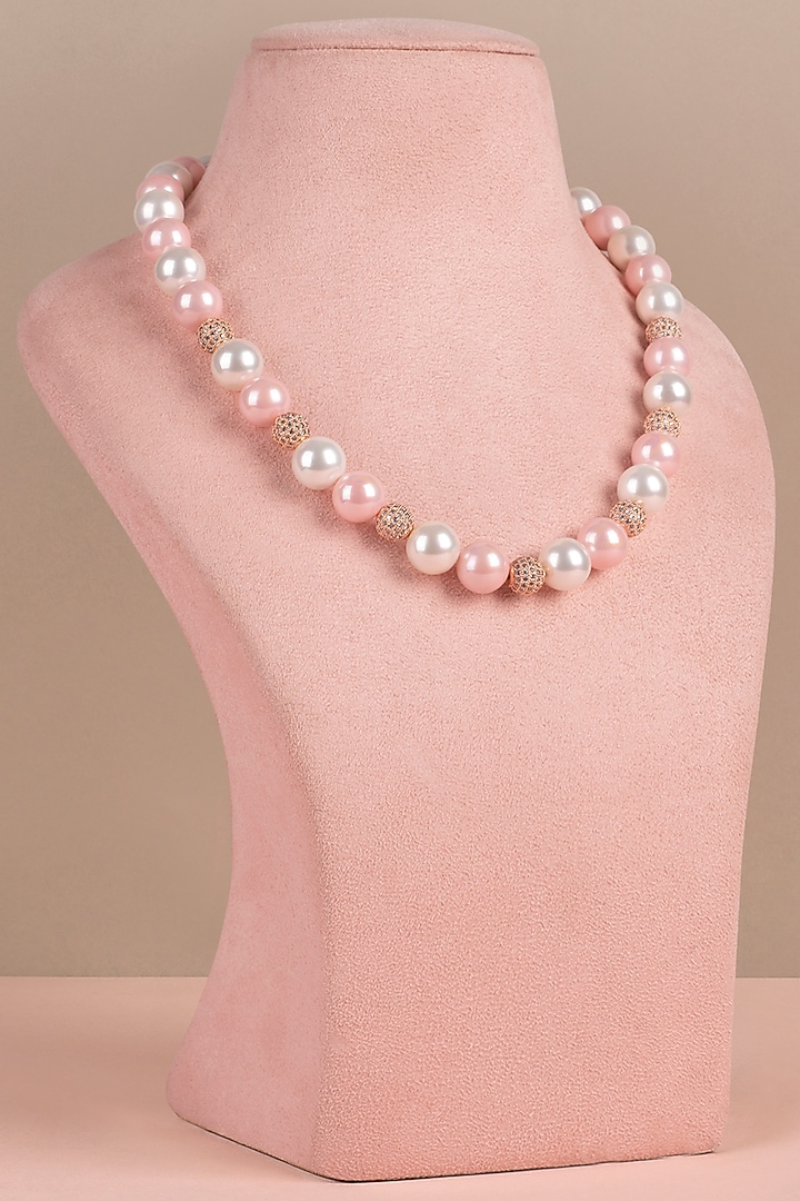 White & Pink Pearl Necklace by Anaash at Pernia's Pop Up Shop