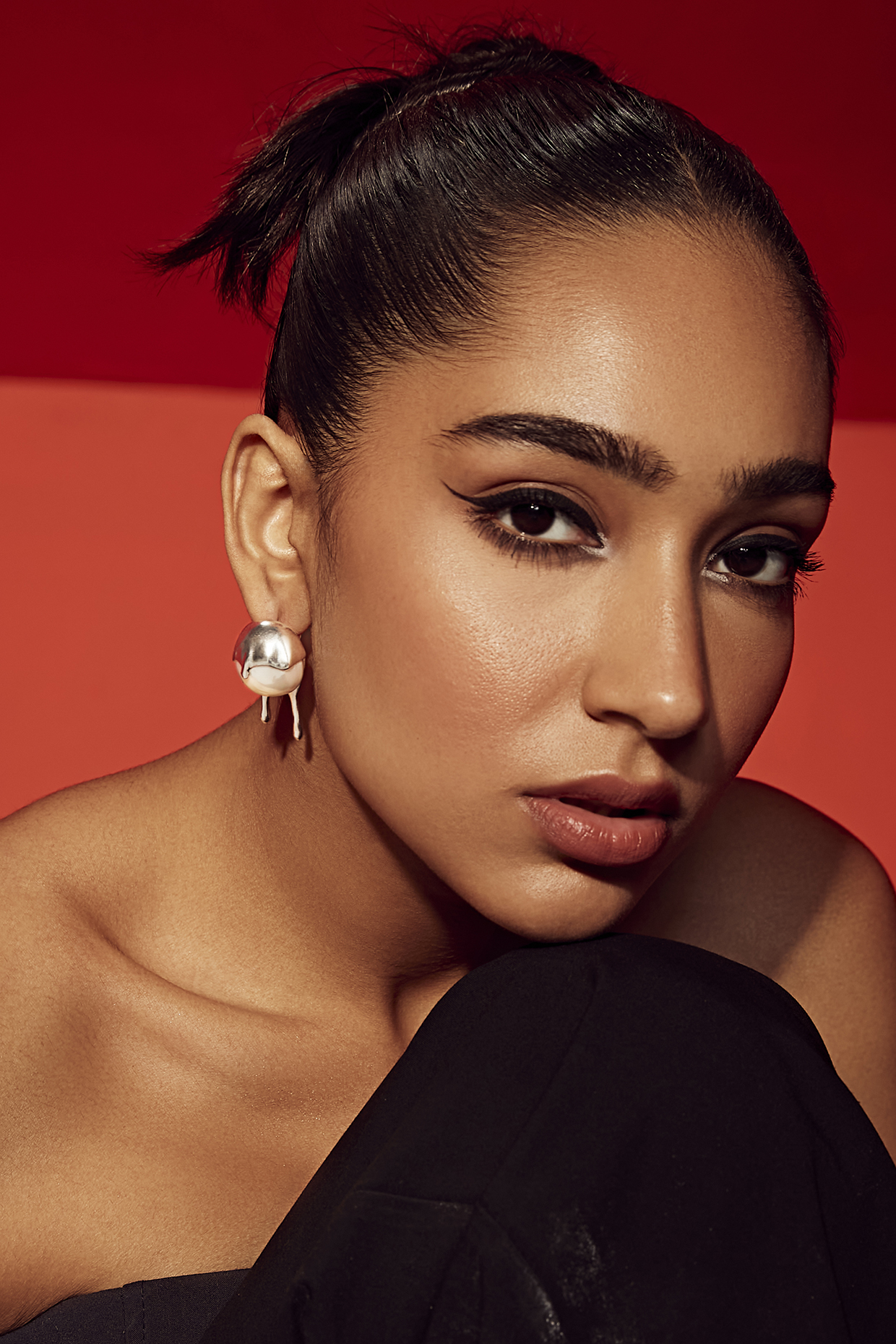 Silver Finish Pearl Stud Earrings by Anaash at Pernia's Pop Up Shop