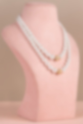 White Pearl & Golden Swarovski Necklace by Anaash at Pernia's Pop Up Shop