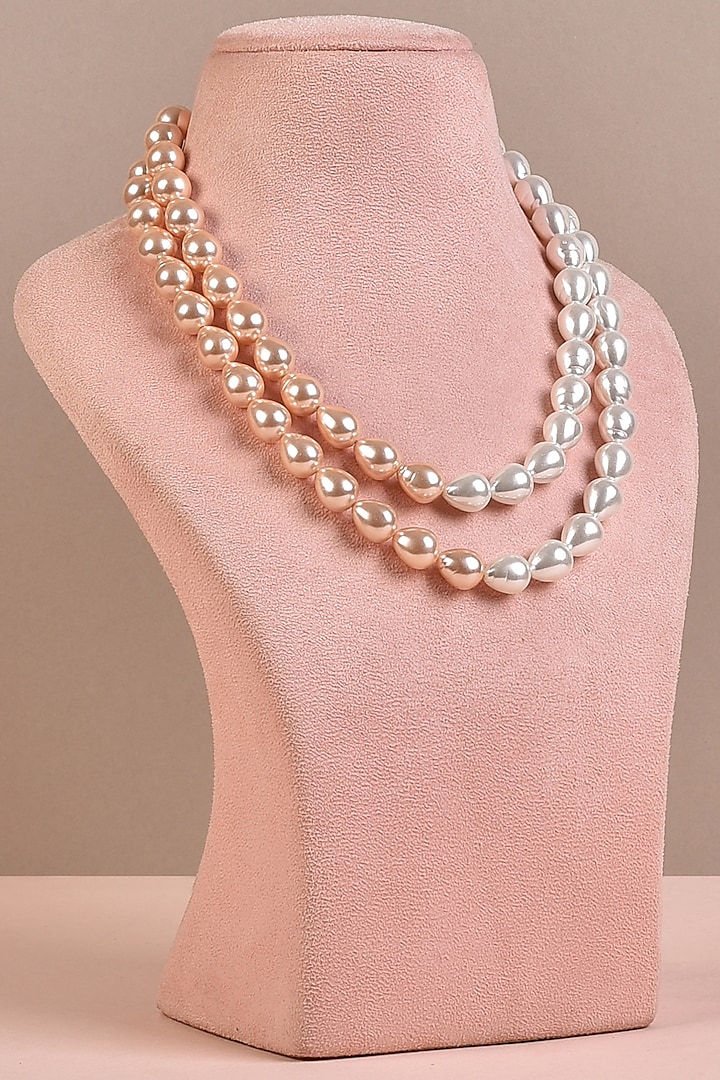 Peach & White Pearl Necklace by Anaash at Pernia's Pop Up Shop