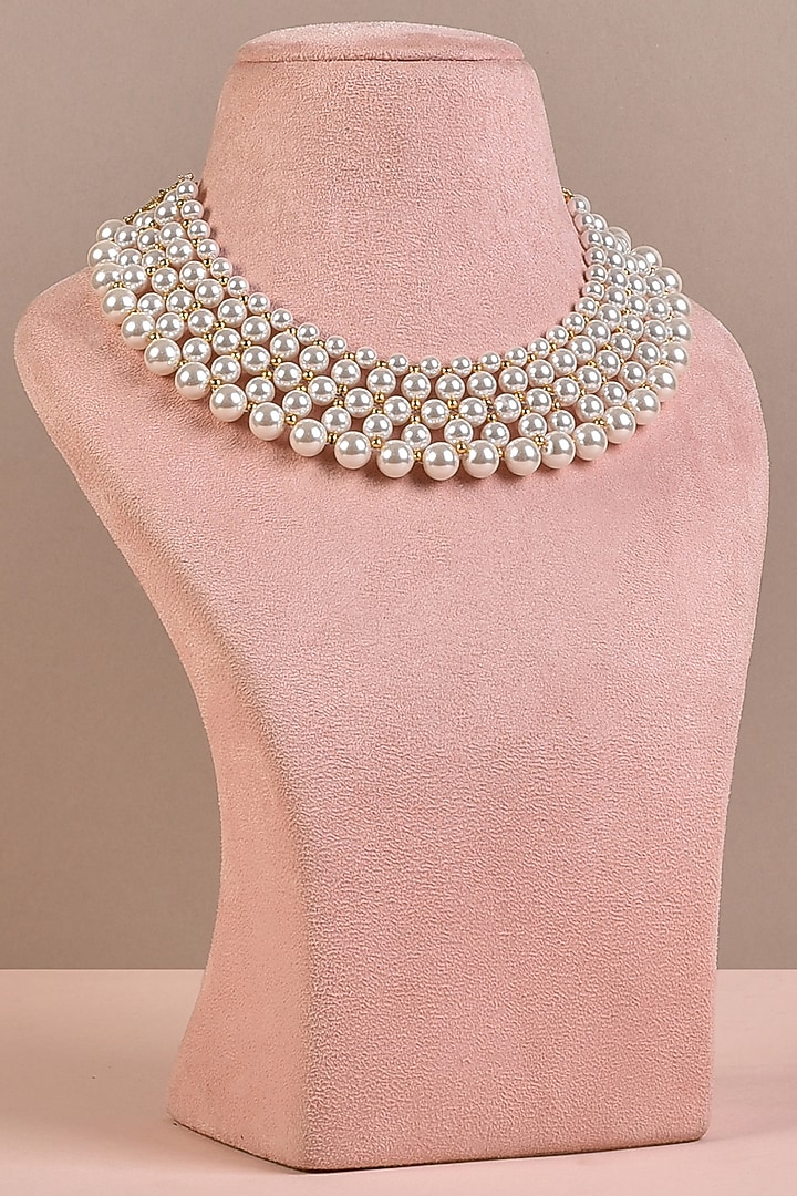 White Pearl Knit Choker Necklace by Anaash at Pernia's Pop Up Shop