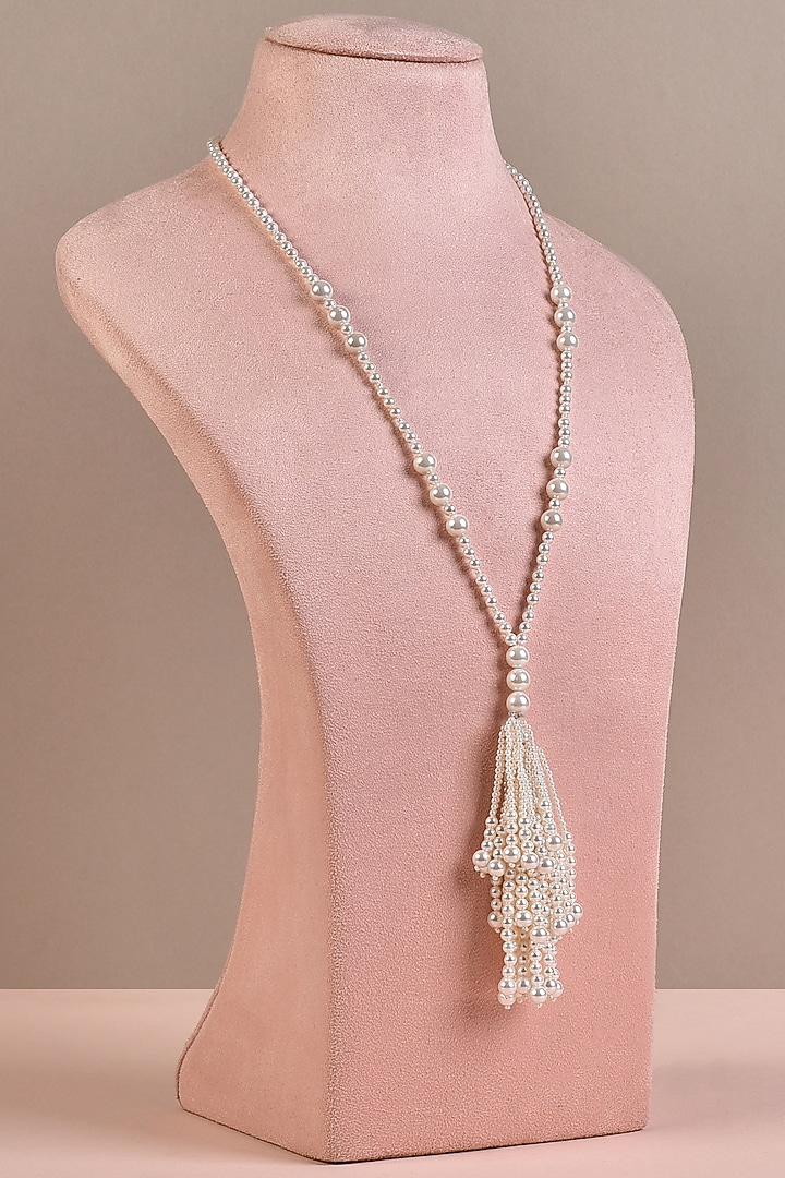 White Pearls Tasseled Necklace by Anaash at Pernia's Pop Up Shop
