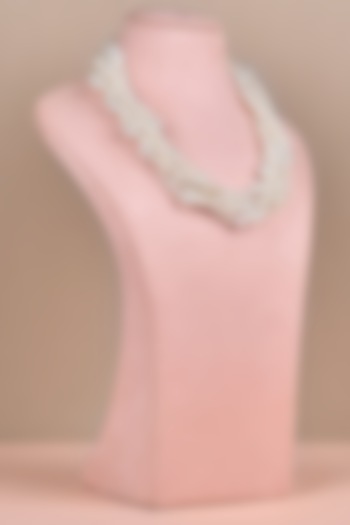 White Pearl Necklace In Brass by Anaash at Pernia's Pop Up Shop