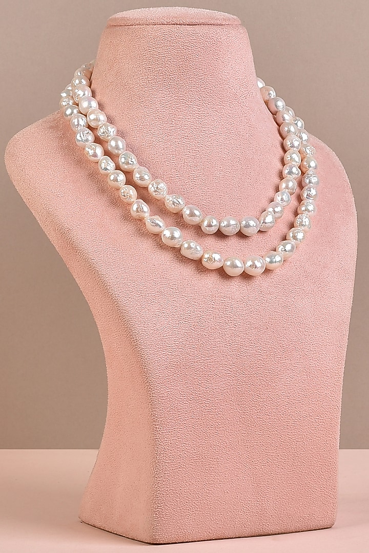 White Baroque Pearl Layered Necklace by Anaash at Pernia's Pop Up Shop
