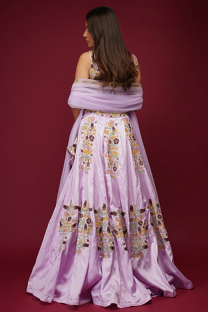 Lavender Embroidered Wedding Lehenga Set by Label Anshita Garg at Pernia's Pop Up Shop