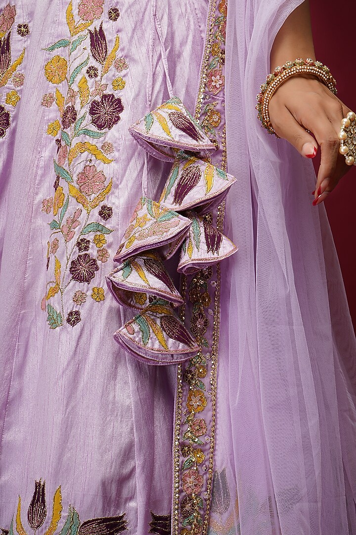 Lavender Embroidered Wedding Lehenga Set by Label Anshita Garg at Pernia's Pop Up Shop