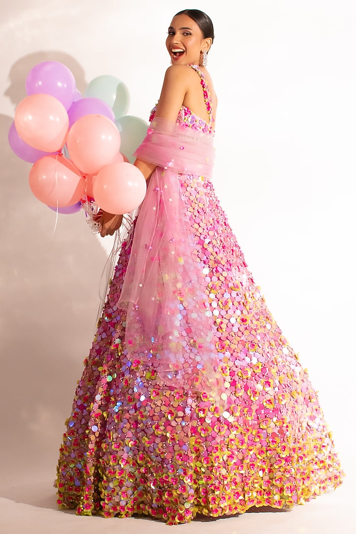 Lavender Net Sequins & Tassels Embroidered Bridal Lehenga Set by Anshika Tak Label at Pernia's Pop Up Shop