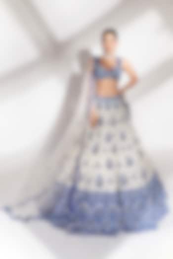 Pristine Ivory Tussar Silk Sequins Embroidered Bridal Lehenga Set by Anshika Tak Label at Pernia's Pop Up Shop