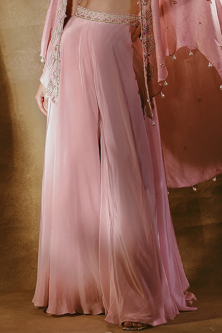 Mauve Crepe Aari Embroidered Jacket Set by Anshika Tak Label at Pernia's Pop Up Shop