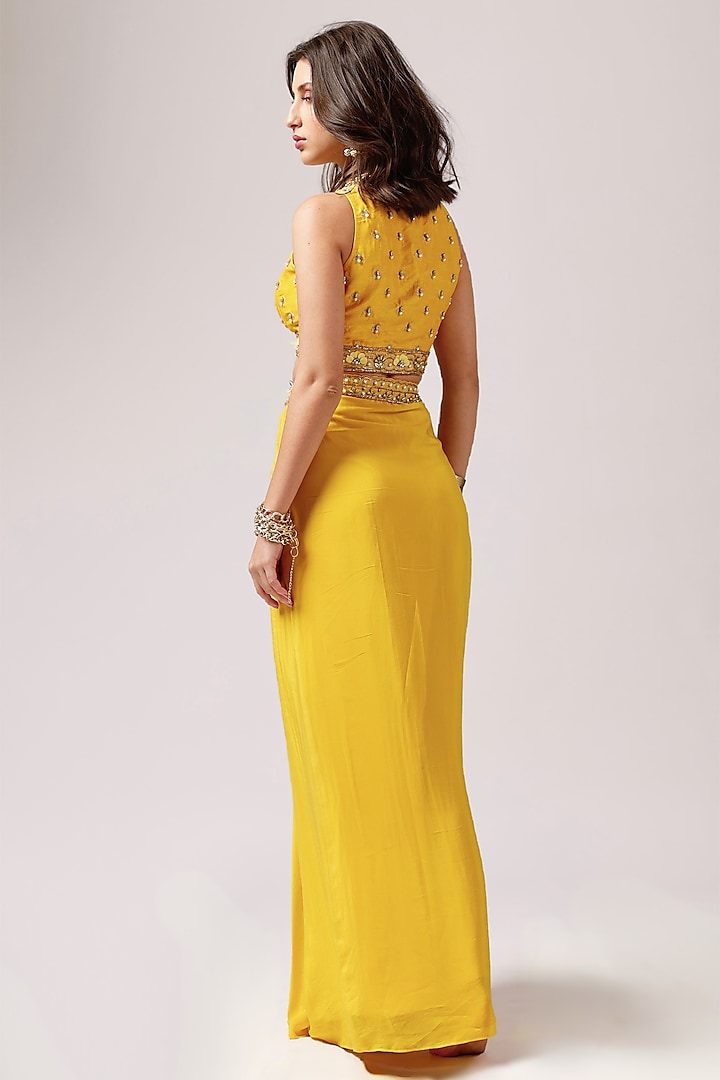 Mustard Crepe Skirt Set by Anshika Tak Label at Pernia's Pop Up Shop
