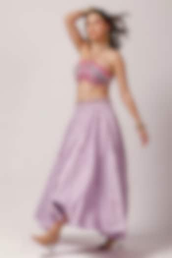 Lavender Tussar Silk Lehenga Set by Anshika Tak Label