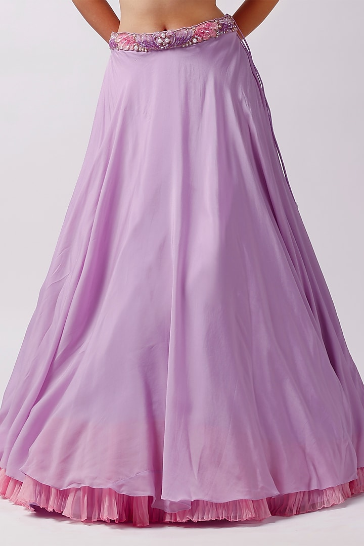 Lavender Net Wedding Lehenga Set by Anshika Tak Label at Pernia's Pop Up Shop