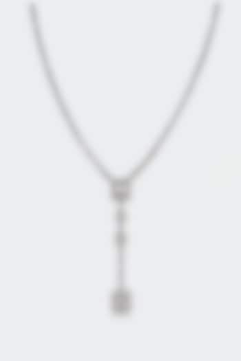 White Rhodium Finish Zircon Long Pendant Necklace In Sterling Silver by Ananta Jewellery at Pernia's Pop Up Shop