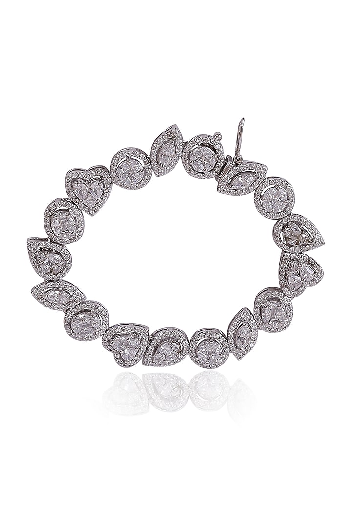 White Rhodium Finish Zircon Bracelet In Sterling Silver by Ananta Jewellery at Pernia's Pop Up Shop