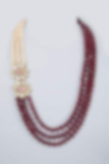 Gold Finish Kundan Polki Pendant Necklace  by Ananta Jewellery