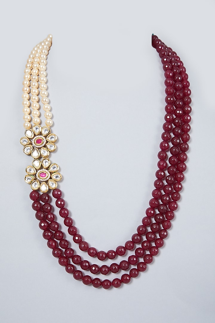 Gold Finish Kundan Polki Pendant Necklace  by Ananta Jewellery