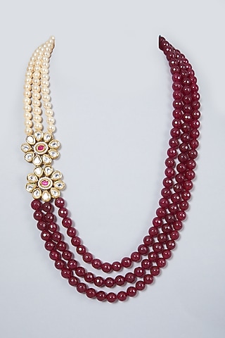 Gold Finish Kundan Polki Pendant Necklace  by Ananta Jewellery