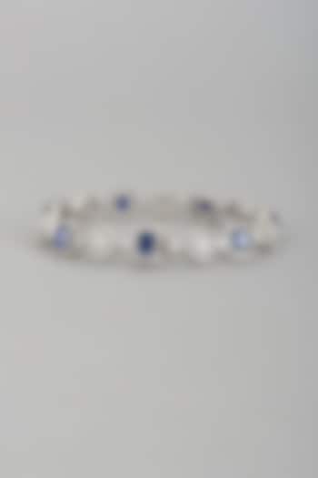 White Rhodium Finish Sapphire Semi-Precious Stone Tennis Bracelet by Ananta Jewellery