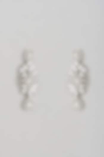 White Rhodium Finish Multi-Shaped Cubic Zirconia Dangler Earrings by Ananta Jewellery