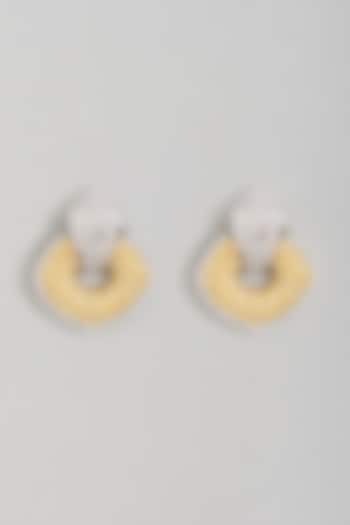 Two-Tone Finish Yellow Sapphire Semi-Precious Stone Earrings by Ananta Jewellery