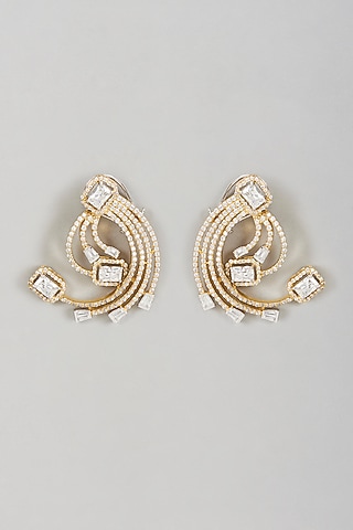 Two-Tone Finish Twin-Layered Cubic Zirconia Earrings by Ananta Jewellery