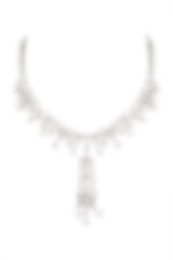 White Finish Cubic Zirconia Necklace by Ananta Jewellery