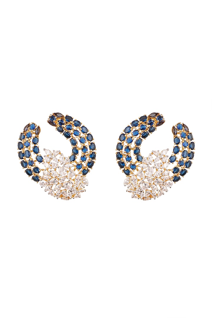 Two Tone Finish Sapphire Earrings by Ananta Jewellery at Pernia's Pop Up Shop