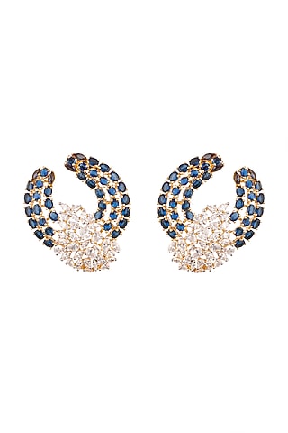 Two Tone Finish Sapphire Earrings by Ananta Jewellery