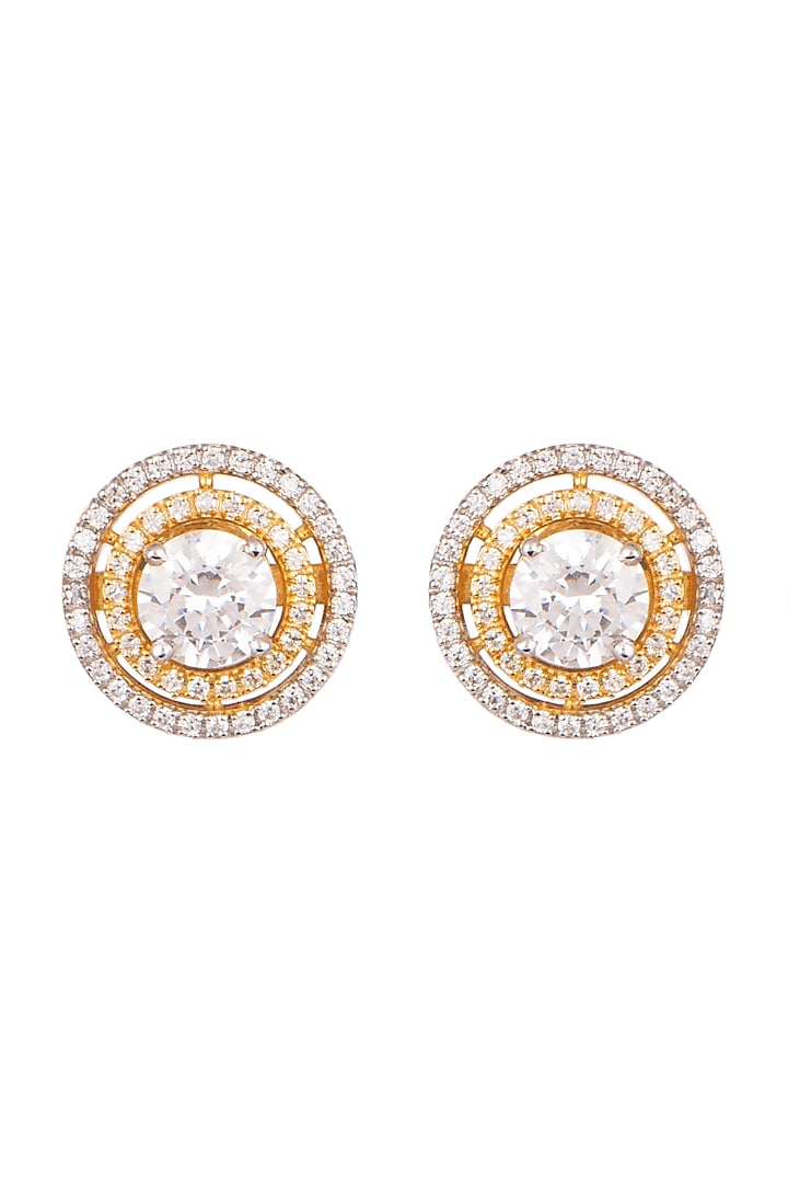 White & Gold Finish Zirconia Earrings by Ananta Jewellery