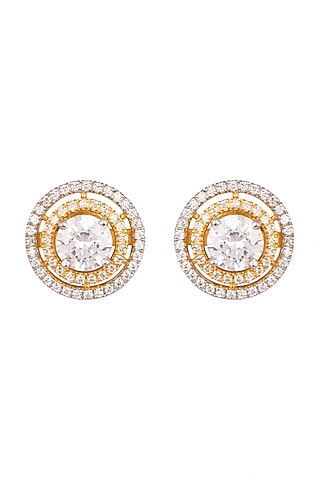 White & Gold Finish Zirconia Earrings by Ananta Jewellery