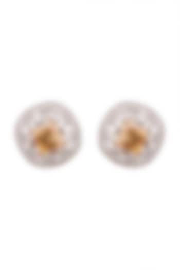 White Finish Topaz Stud Earrings by Ananta Jewellery at Pernia's Pop Up Shop