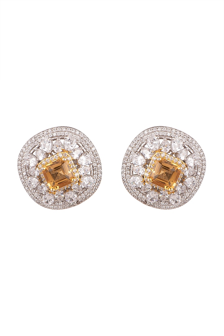 White Finish Topaz Stud Earrings by Ananta Jewellery at Pernia's Pop Up Shop