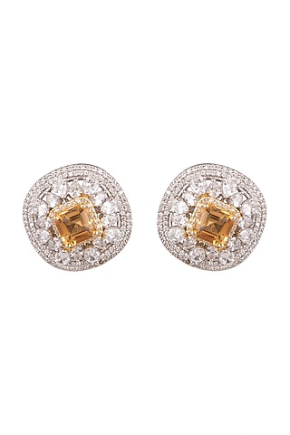 White Finish Topaz Stud Earrings by Ananta Jewellery