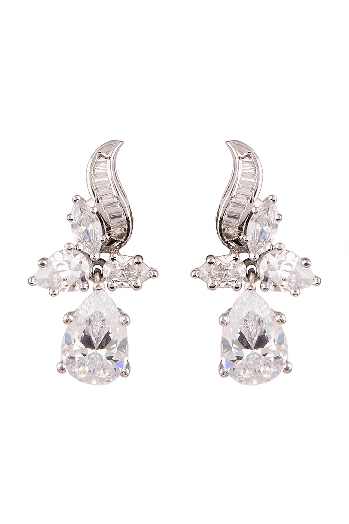 White Finish Cubic Zirconia Earrings by Ananta Jewellery