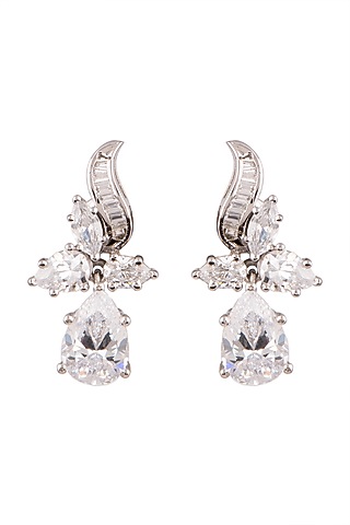White Finish Cubic Zirconia Earrings by Ananta Jewellery