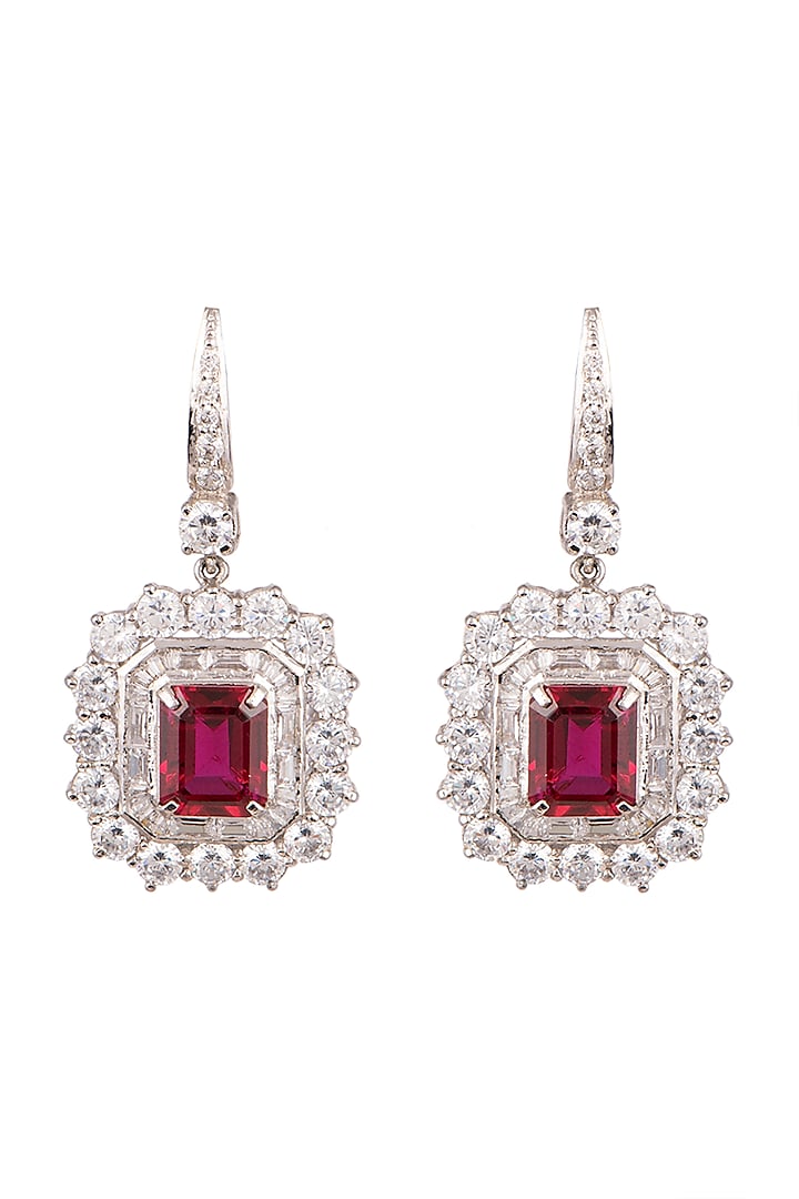 White Finish Ruby Earrings by Ananta Jewellery