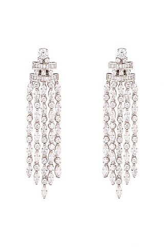 White Finish Zirconia Dangler Earrings by Ananta Jewellery