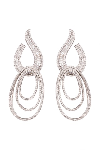 White Finish Zirconia Drop Earrings by Ananta Jewellery