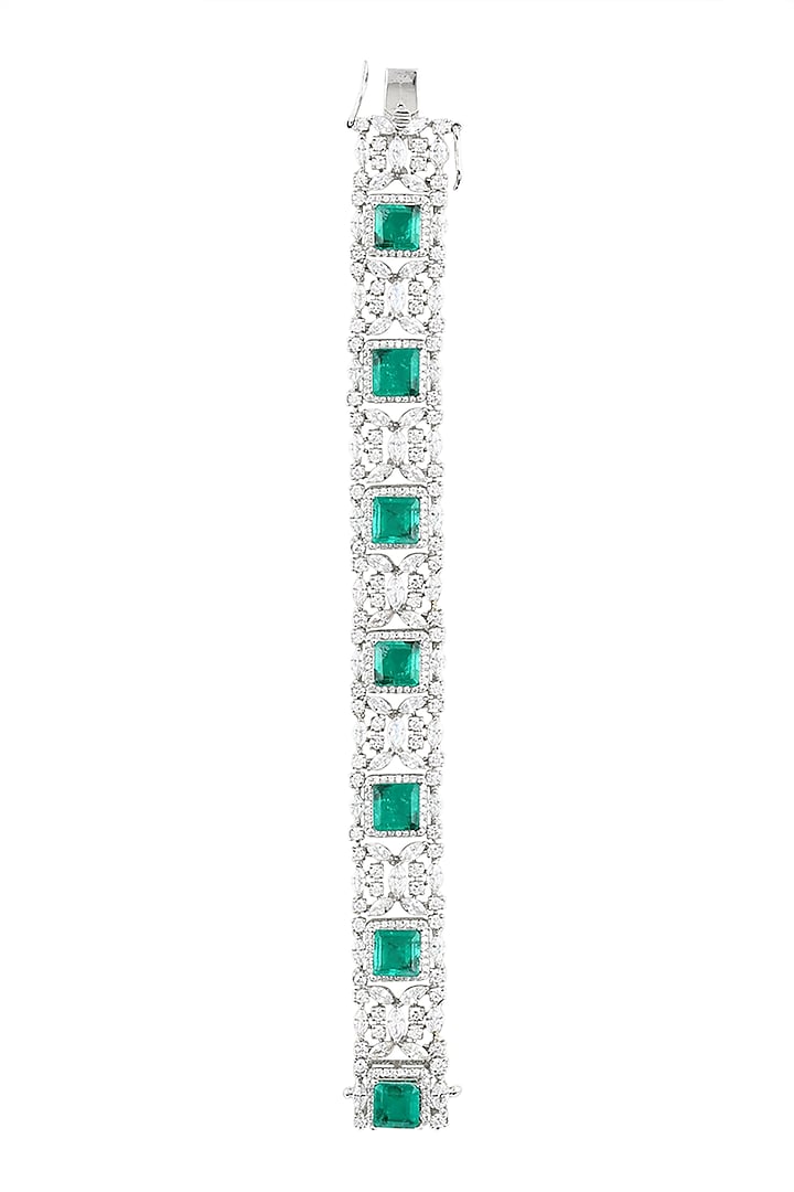 White Finish Emerald Bracelet by Ananta Jewellery