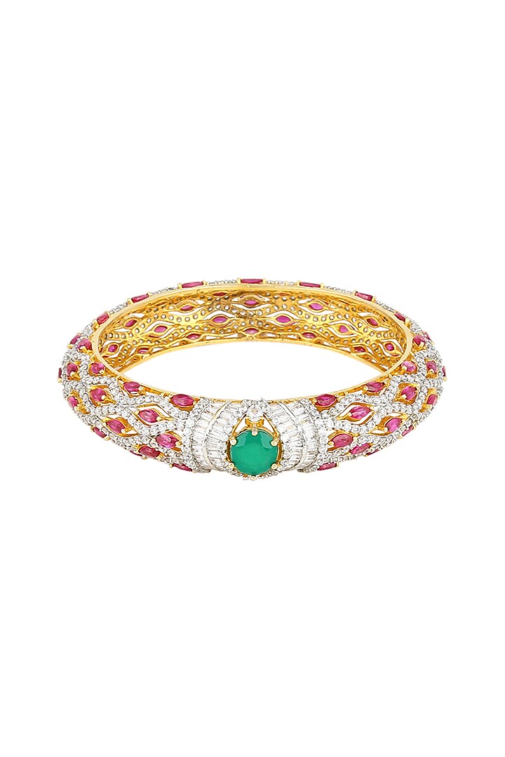 White & Gold Finish Rubies Bangle by Ananta Jewellery