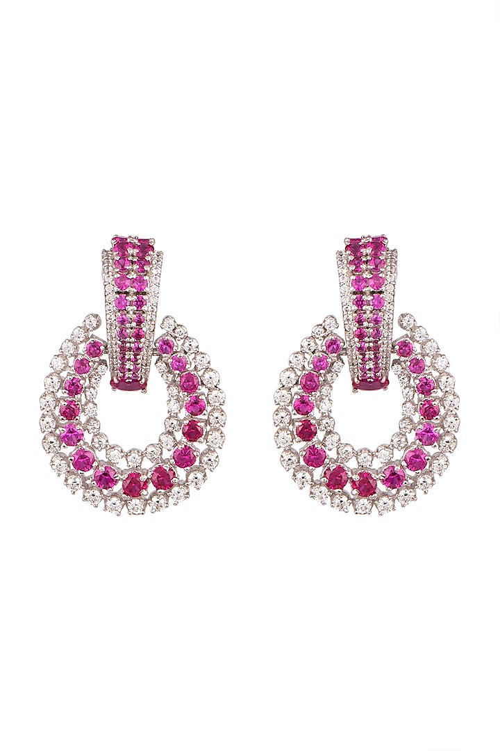 White Finish Ruby Stud Earrings by Ananta Jewellery