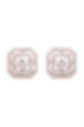 White Finish Cubic Zirconia Stud Earrings by Ananta Jewellery