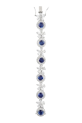 White Finish Round Sapphire Bracelet by Ananta Jewellery